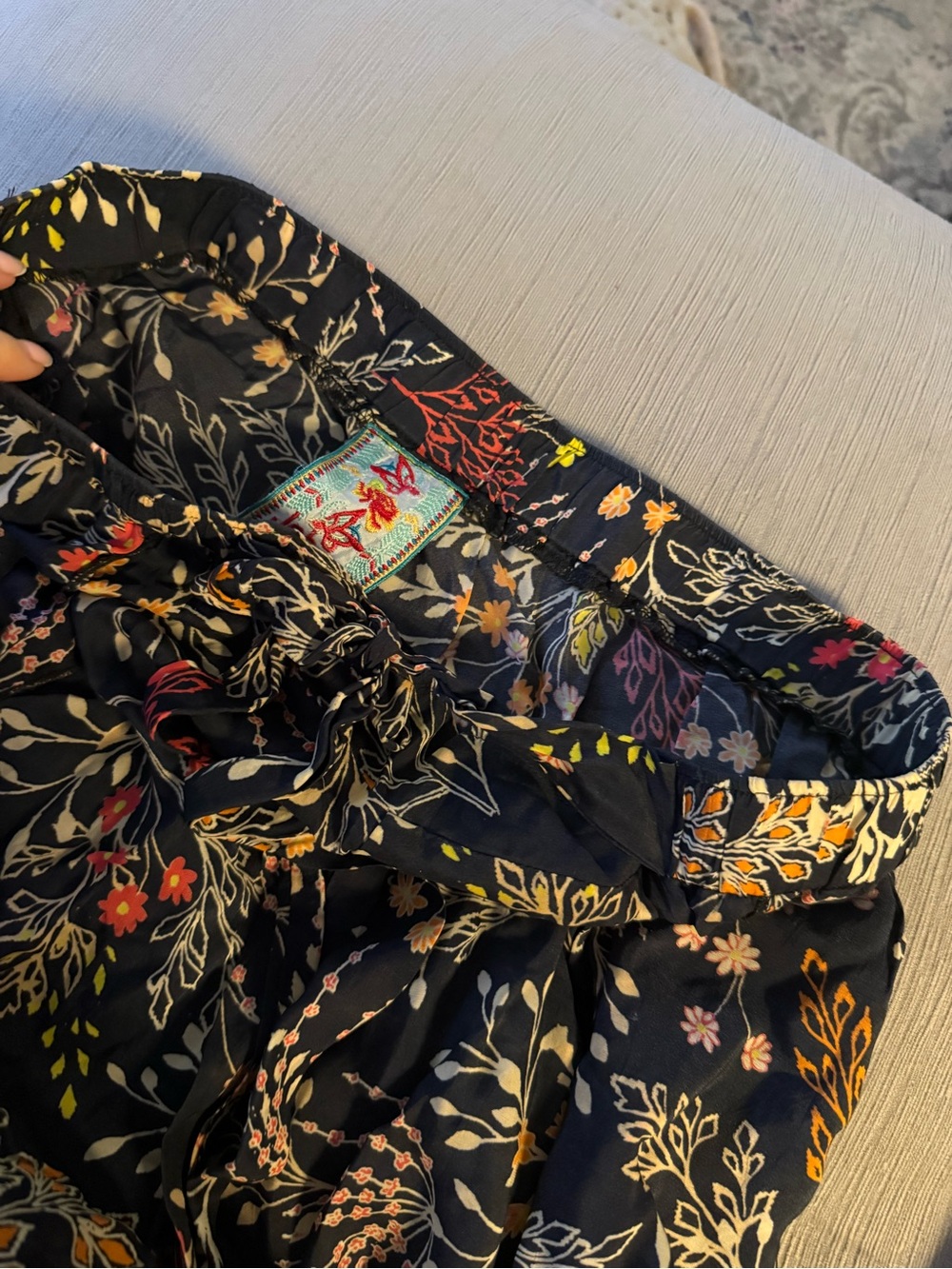 Johnny Was Floral Wide-Leg Sheer Pants - Black with Multicolor Floral - Picture 3 of 7